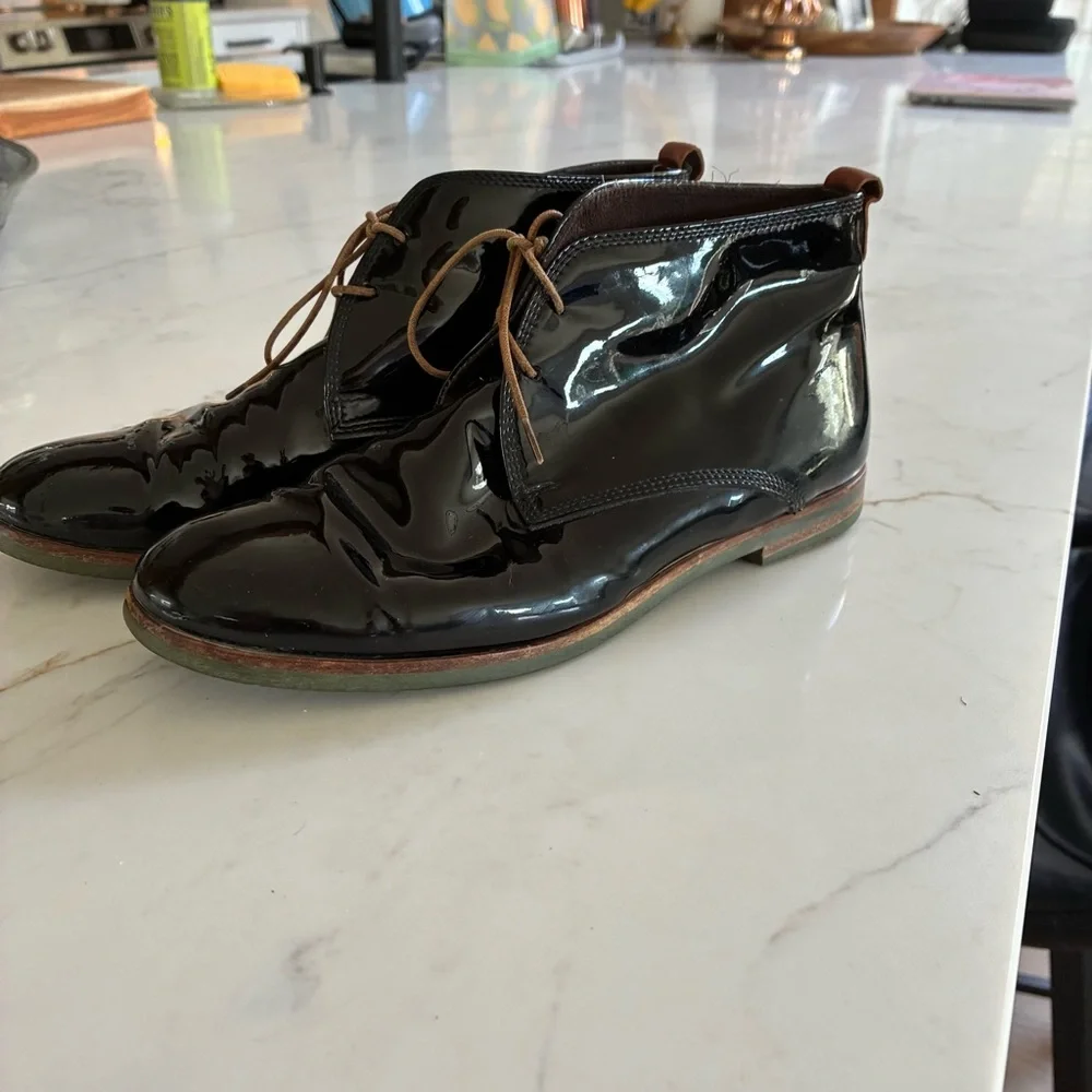 AGL Attilio Giusti Leombruni Black Patent Leather Lace Up Oxford Loafer Shoes - Picture 1 of 15